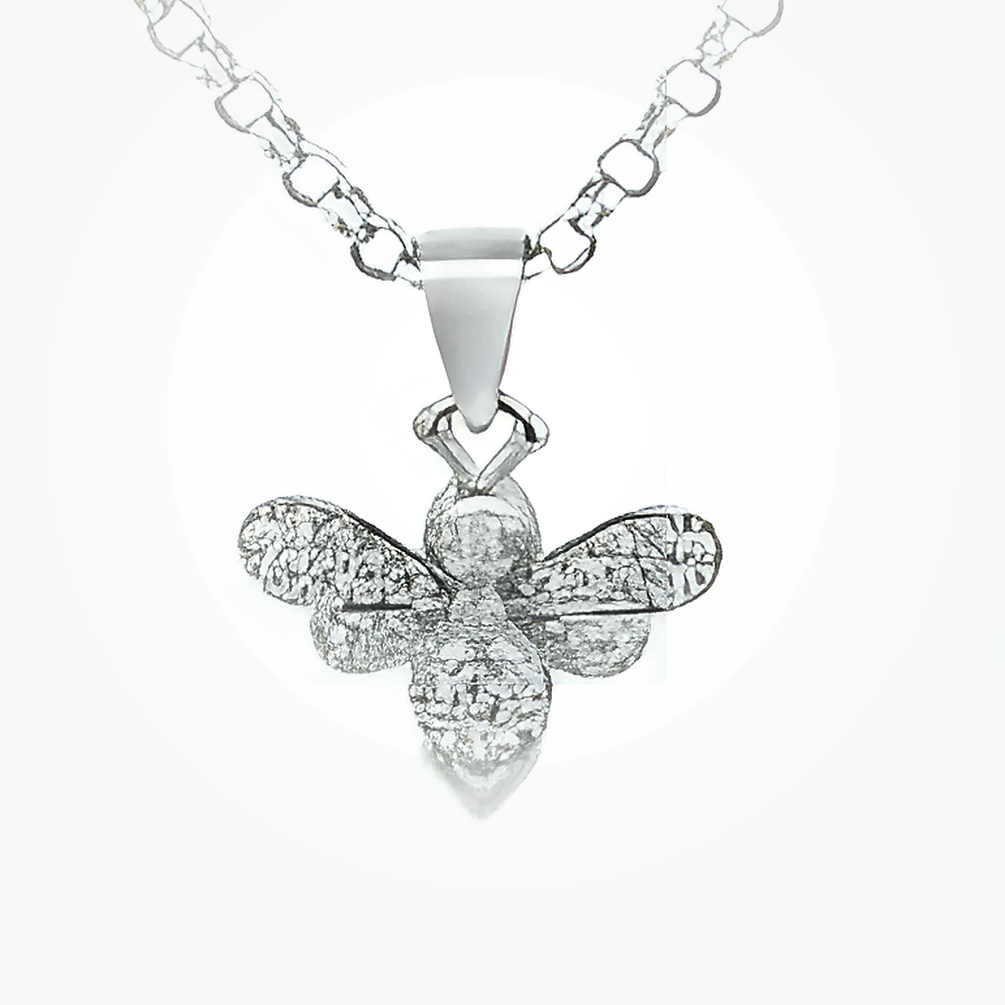 SILVER CZ PAVE BEE PENDANT