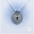SILVER CZ PAVE DOME HEART KEYLOCK CHARM PENDANT