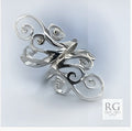 SILVER CUT OUT SWIRLY LONG RING