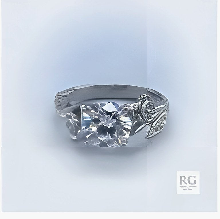 SILVER CZ FLOWER RING