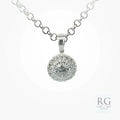 SILVER CZ PAVE MILLGRAIN DOUBLE HALO ROUND PENDANT