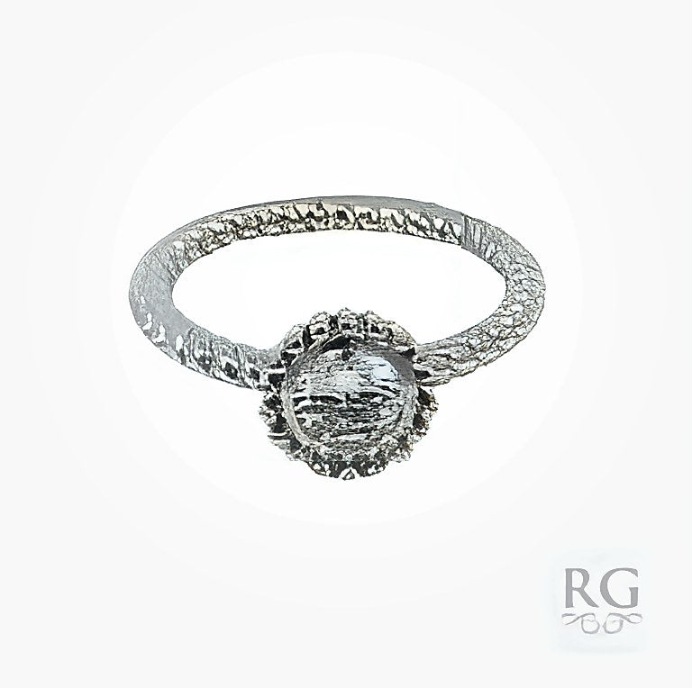 SILVER CZ ROPE ETCH RING