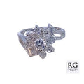 SILVER CZ PAVE CLAW SET FLOWER RING